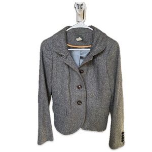 J Crew Wool Herringbone Blazer Gray size 4